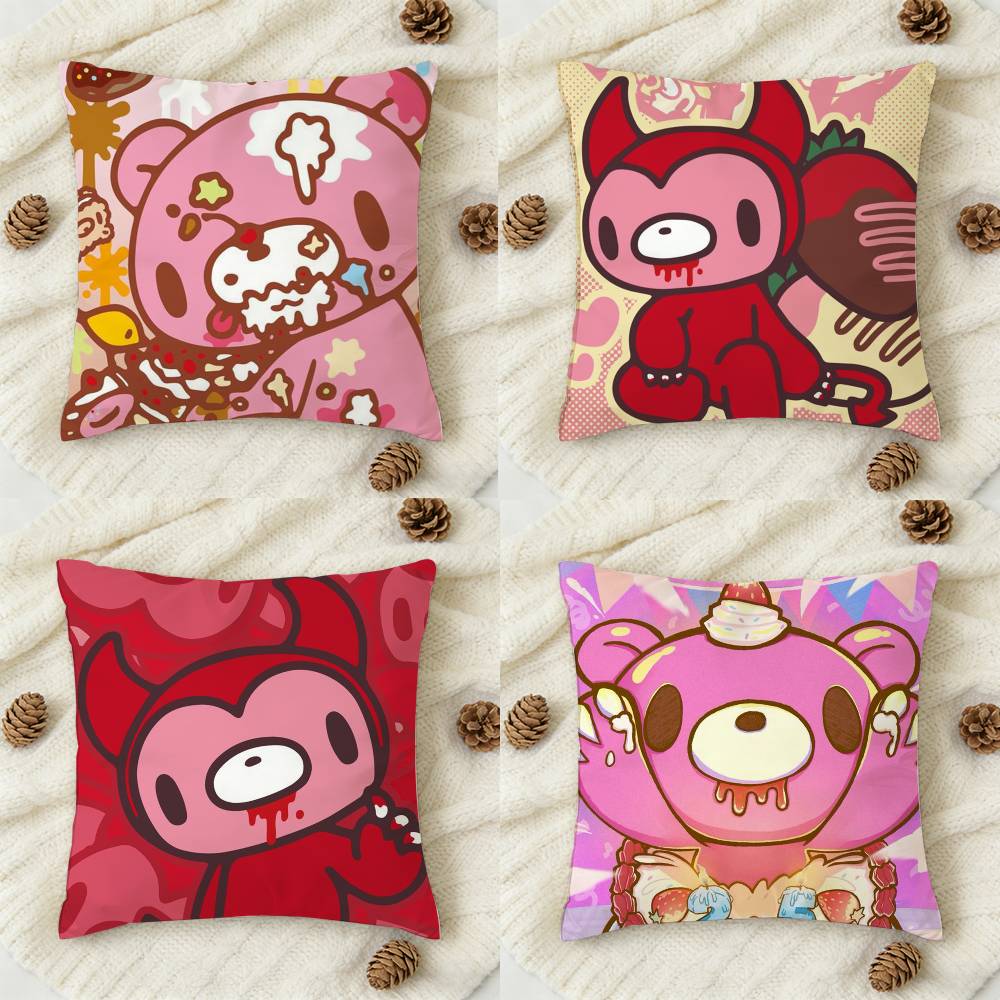 Anime Gloomy bear Cute Doublesided Printed Square Decorative Cushion Cover for Sofa Living Room Home Decor