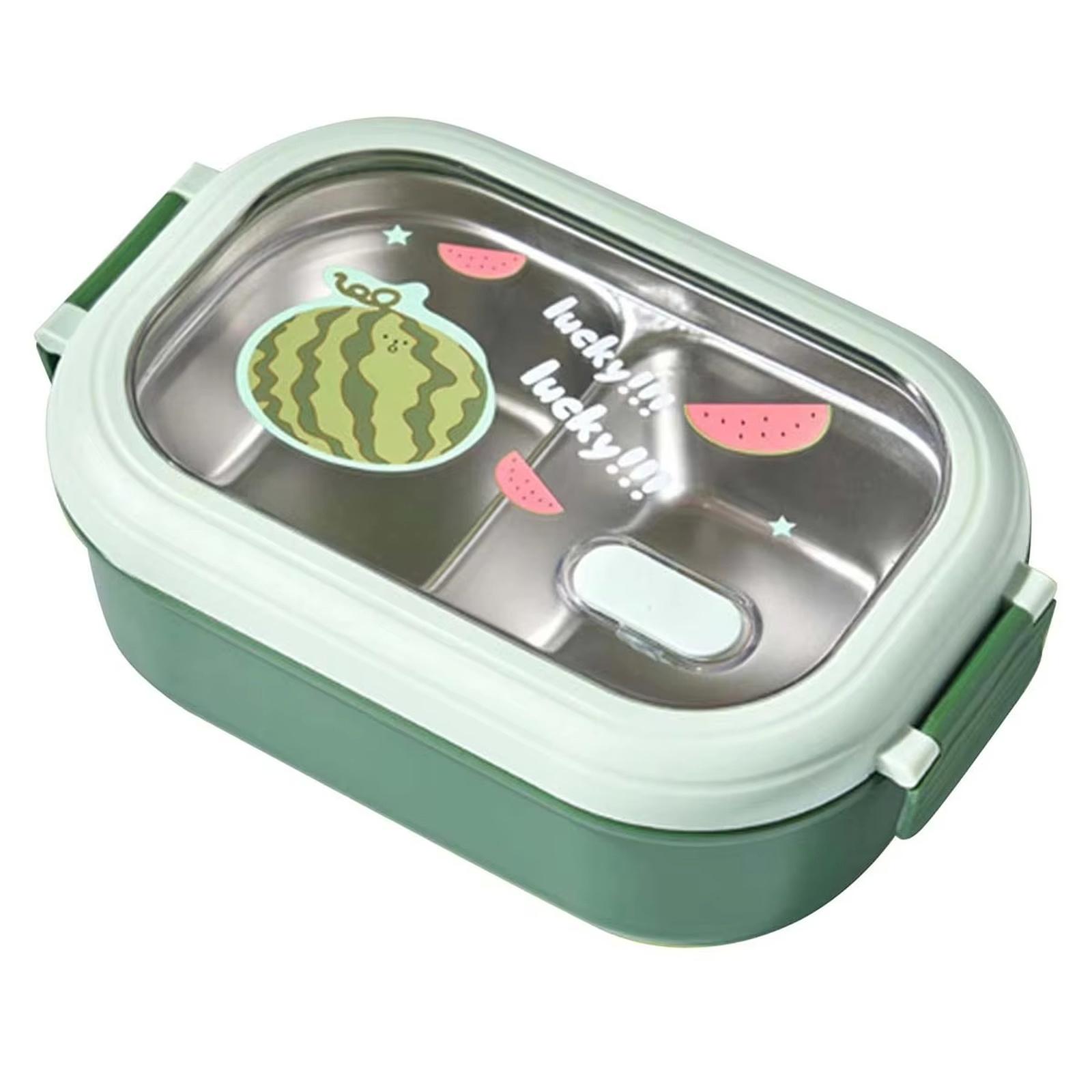 Stainless Steel Compartment Lunch Box, Portable Bento Box for Students & Workers зелёный