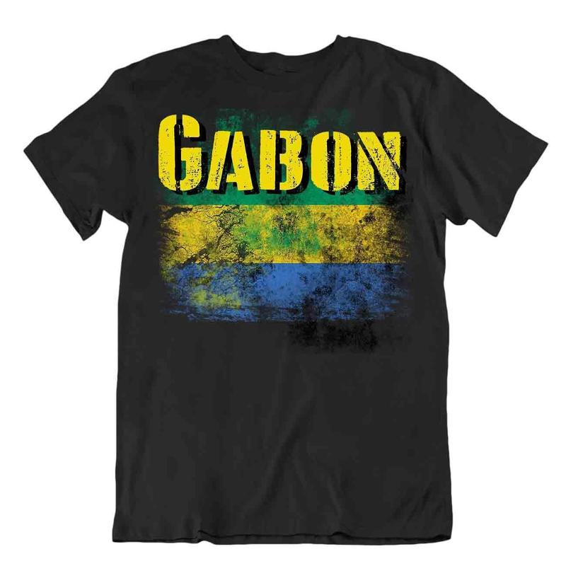 

Gabon Flag Tshirt T Shirt Tee Top City Map Cultural Political Regional Tricot 5XL різнокольоровий