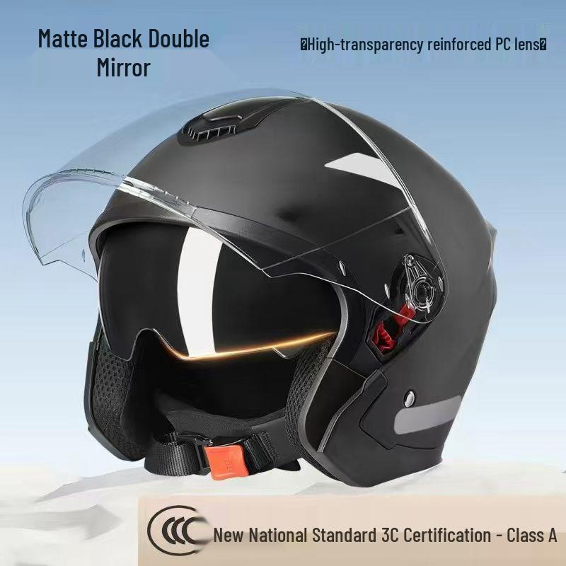 National 3C Certified Winter Double Visor Helmet, Unisex All-Season Electric Vehicle Safety Helmet.