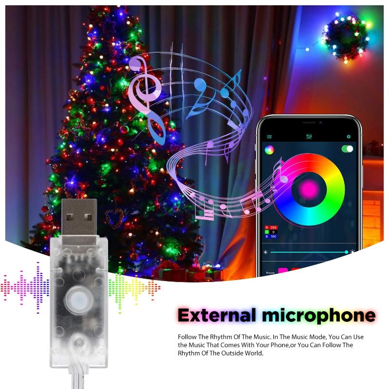 RGBIC LED Light Strip 5/10/20 Meters Bluetooth APP Music Synchronization DIY Programmable Decorative Fairy Lights