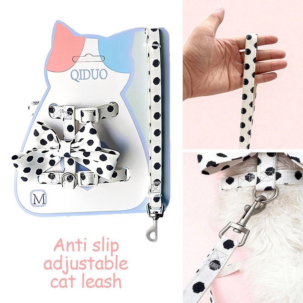 Polka Dot Pet Vest Harness Bowknot Puppy Collar Leash Cute Pet Traction Rope  Pet