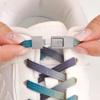 New Colorful Press Lock Shoe Laces Without Ties Elastic Laces Sneakers Kids Adult Glitter No Tie Shoelaces for Shoes Accessories