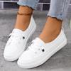 Women'S Classic White Sneakers - Comfortable Lace-Up Casual Shoes with Golden-Tone Accents, Breathable Fabric Lining & Durable Rubber Sole