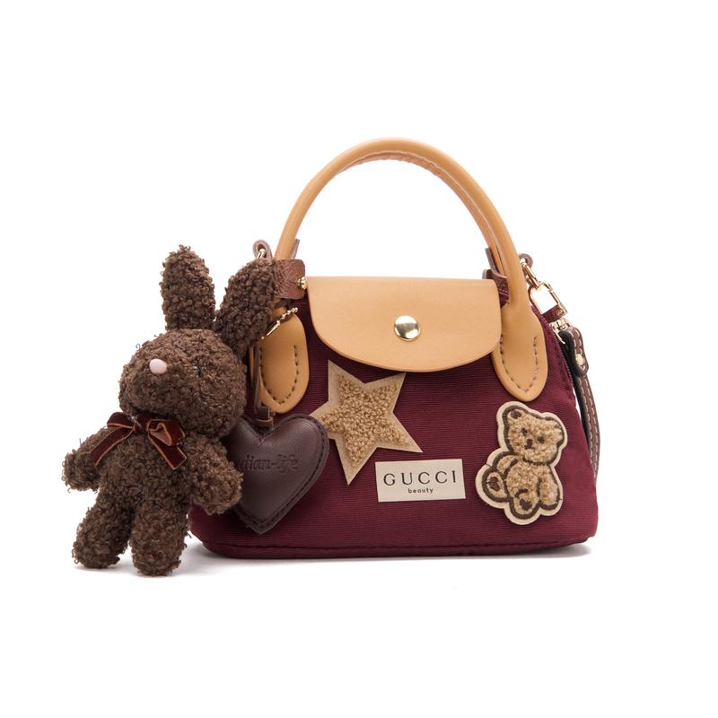 Gucci Cosmetic bag/toiletry bag [Customized Bag] Caramel Bear Year of the Horse limited CNY doll, portable storage, red polyester fiber Caramel Bear