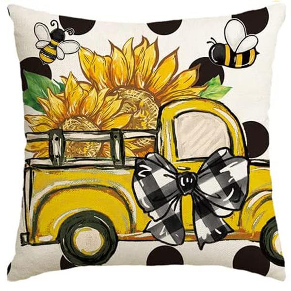 Summer Sunflower Pillow Case Linen Print Sun Flower Home Sofa Pillow Plant Flower Pillow