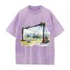 Trendy Football Anime Printed T-shirt Vintage Washed Oversized T Shirt Summer Short Sleeve Cotton Tees Tops Clothing