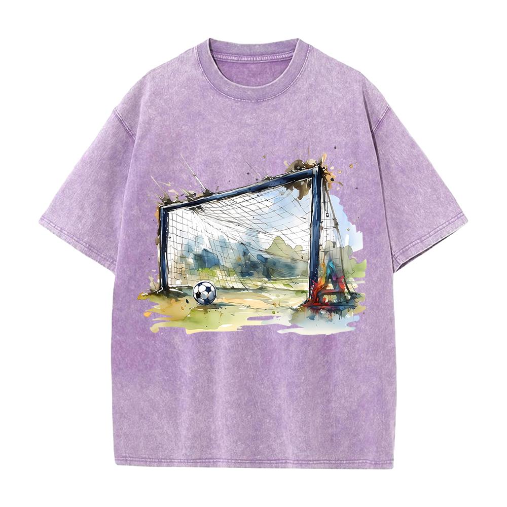 Trendy Football Anime Printed T-shirt Vintage Washed Oversized T Shirt Summer Short Sleeve Cotton Tees Tops Clothing