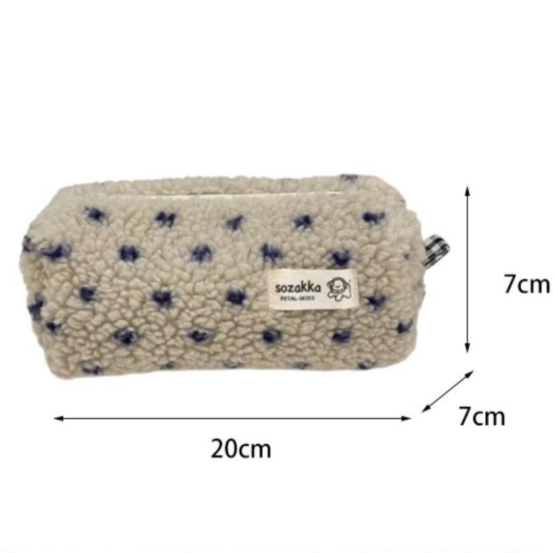 Winter Plush Small Love Pencil Case Student Pencil Pouch Large Capacity Stationery Organizer  Travel Toiletry Bag