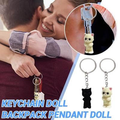 Resin Flocking Cute Three-dimensional Cat Keychain Pendant Car Keychain Pendant Bag Pendant
