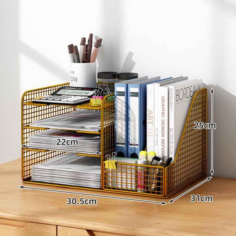 Multi-Layer Desktop Bookshelf Organizer: Large Capacity File and Paper Storage Rack