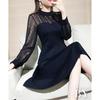 [Niman Bai] One Piece See-through Dot Long Sleeve Knee Length One Piece Wedding After-party Dress Fashionable Sexy Fashionable Black 5S-N03-BK2XL