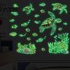 Glow In The Dark Undersea Stickers Ocean Wall Stickers, Luminous Sea Turtles Tropical Fish Coral Glowing Marine Life Reefs Decals,