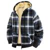 European Men's Autumn-Winter Striped Plaid Velvet Hoodie Cardigan - Thickened Fashion Casual Sportswear