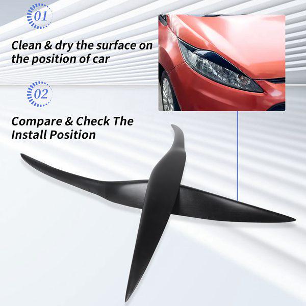 Black ABS Headlight Eyebrow Cover for Ford Fiesta - 1 Pair None