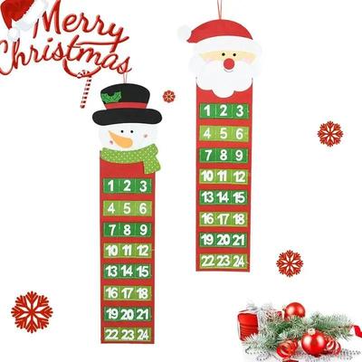 New Year Gift Christmas Calendars Pendant Cartoon Snowman Santa Claus Countdown Calendar Xmas House Wall Hanging Ornament