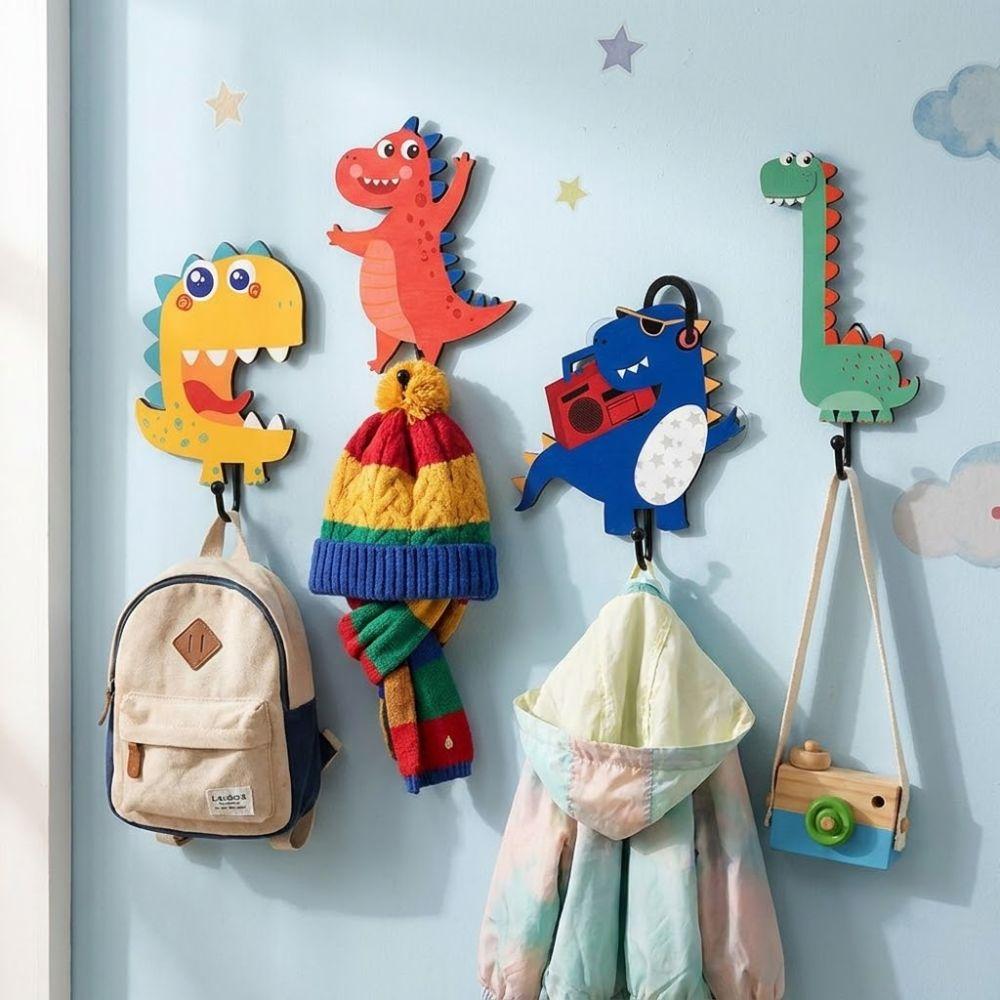 4Pcs Stable Structure Dinosaur Wall Hooks Cartoon Wall Decor Hooks  Bedroom Storage