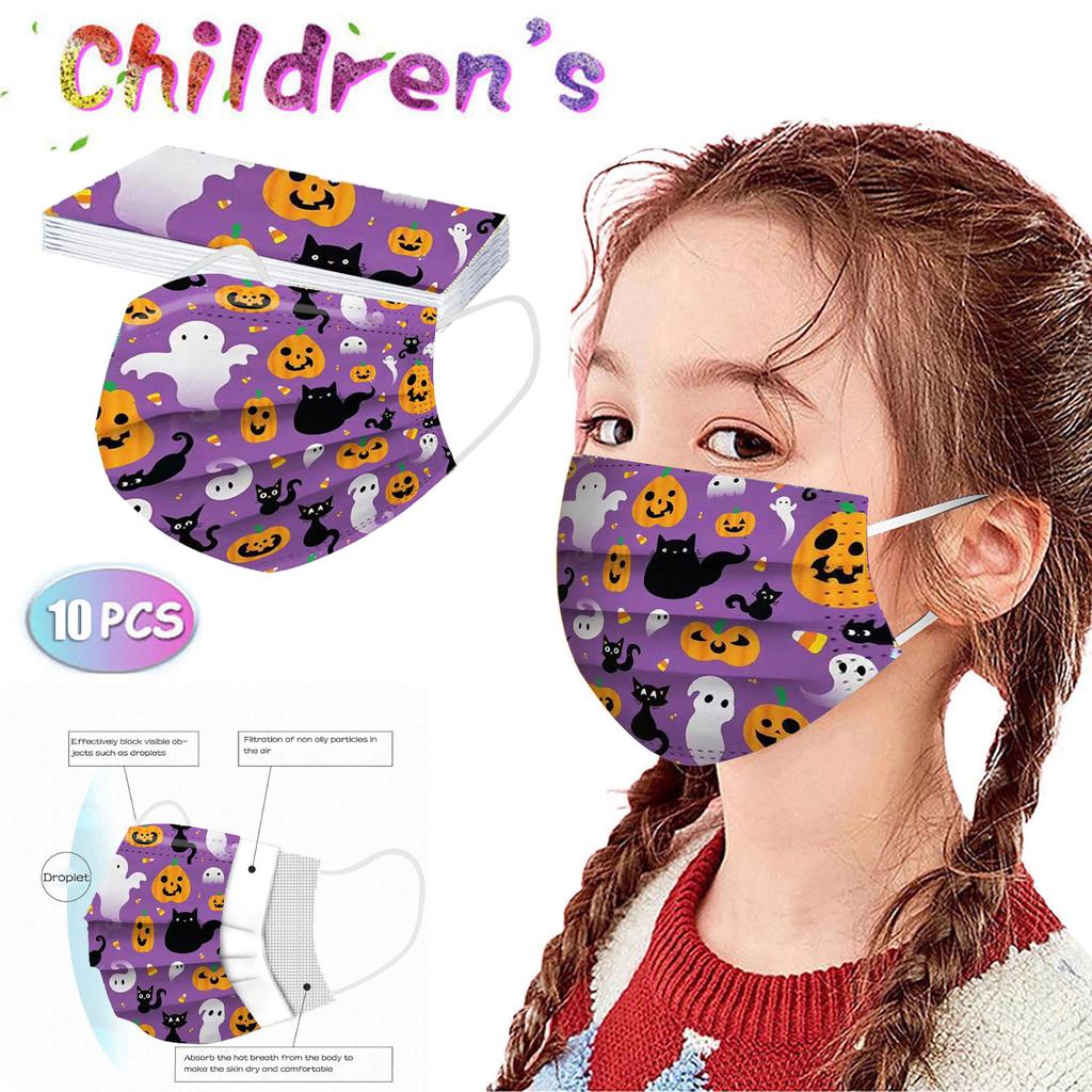 Halloweenská dětská maska ​​na jedno použití vysoce kvalitní průmyslová 3vrstvý ušní háček 10PC