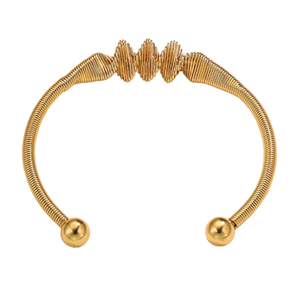 Adjustable Spring Bracelet Fashion Opening C Shaped Handchain Bohemian Stainless Steel Wristchain Bangle Women Accessory