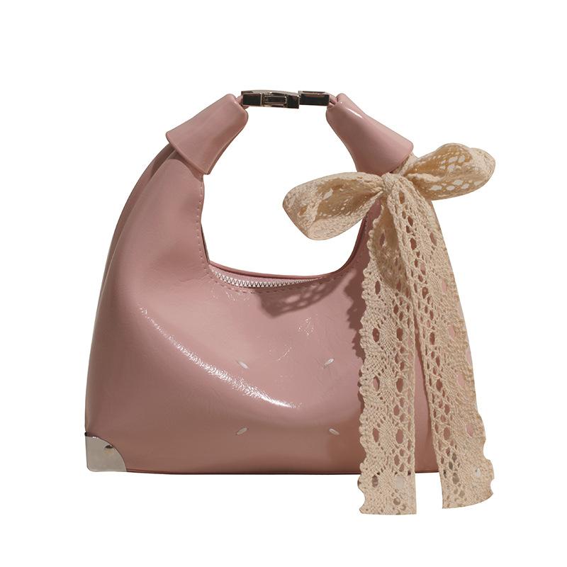 

2025 fashion new simple wind oil wax leather portable dumpling bag high sense casual versatile single shoulder messenger bag women розовый