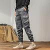 Men Cargo Pants Drawstring Elastic Waist Single Color Muti Pockets Comfortable Fit Ankle-banded Sport Trousers Streetwear Daily Wear Everyday
