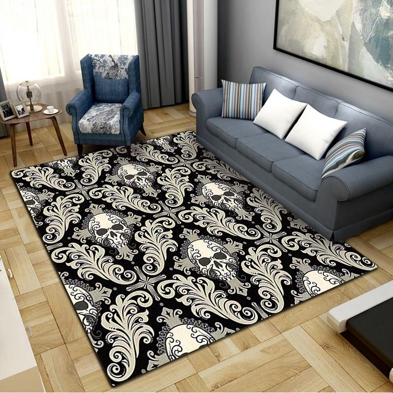 Vintage Skull Pattern Carpet Rug for Living Room Bedroom Home Sofa Decoration,Kids Play Non-slip Floor Mat