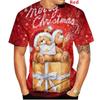 3D printed men's and women's T-shirts, short sleeved Christmas T-shirts, neutral casual Santa Claus cartoon T-shirts