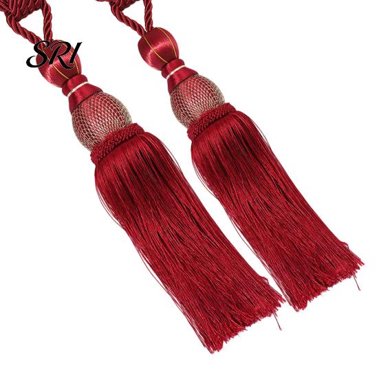 Long Fringe Curtain Holders 1 Pair Tassel Tiebacks Decorative Ties Elegant Fringed for Window Curtains Door Home Decor