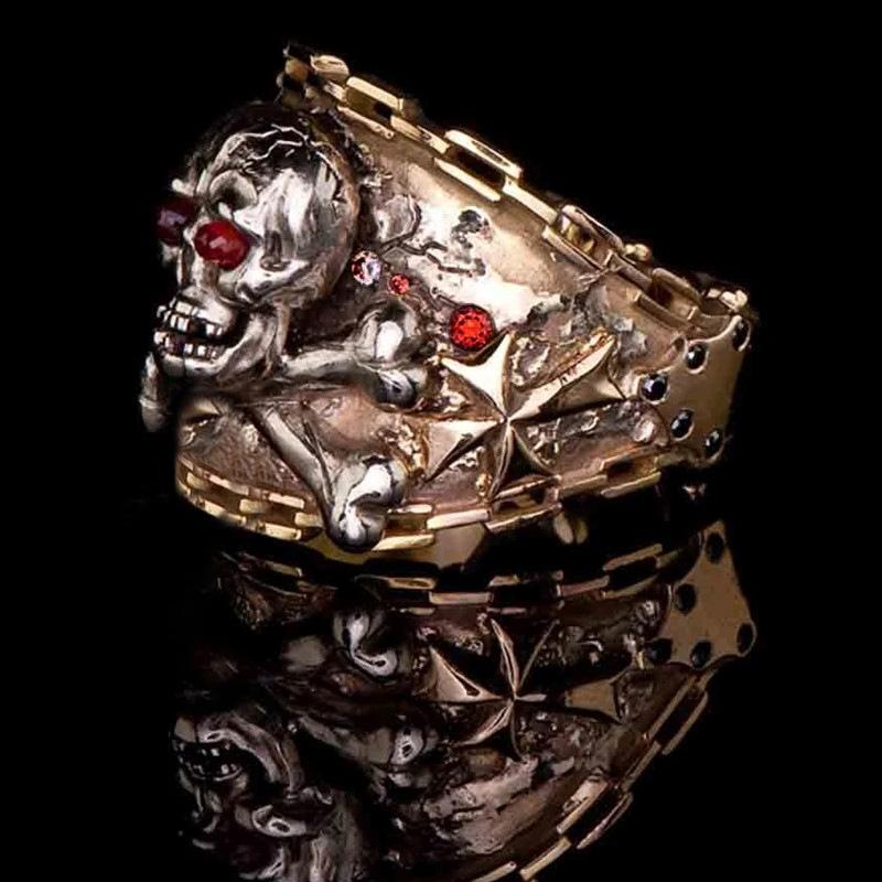 Classic punk style skull men's and women's rings, European and American Halloween ring ornaments