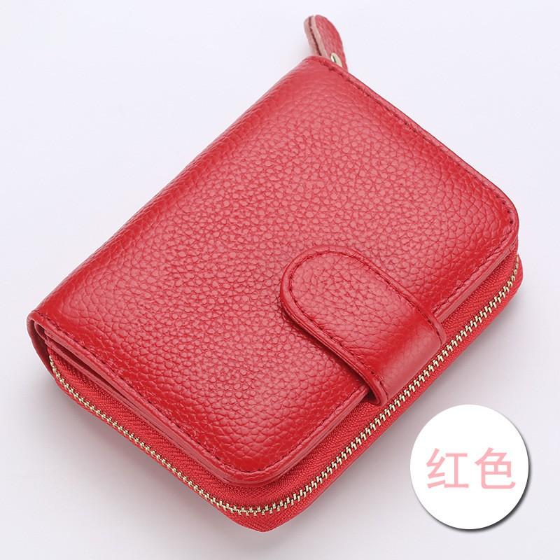 Genuine Leather RFID Blocking Wallet Men Women Short Slim Card Holder ID Case With Zipper