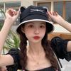 Korean Cartoon Cat Ears Women Bucket Hat Spring Summer Kawaii Beach Tour Sun Visor Hats Wide Brim Y2K Cotton Panama Cap