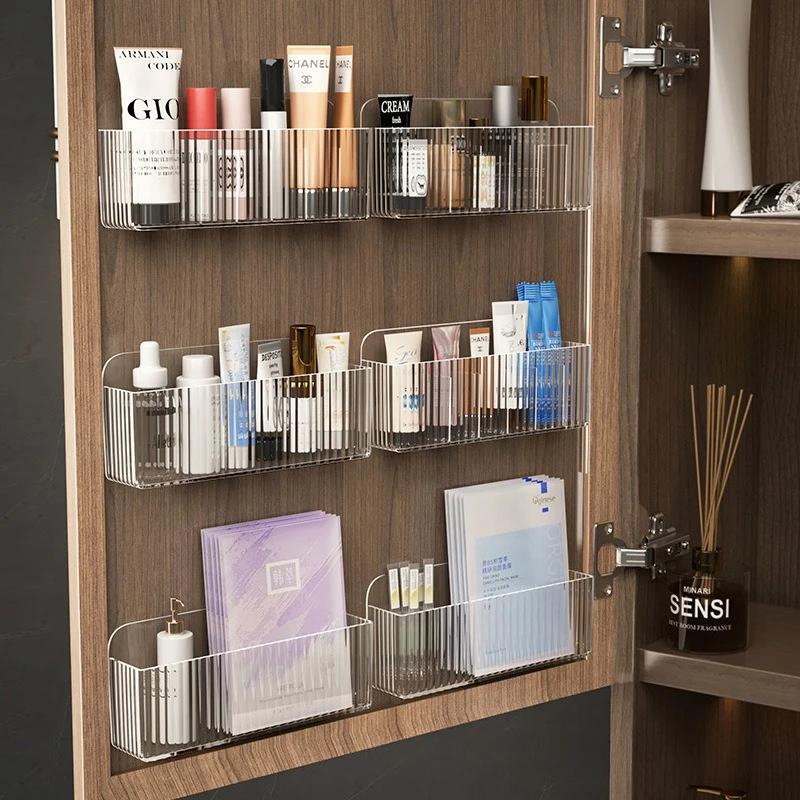 Wandmontierter Kosmetik-Organizer: Selbstklebende Aufbewahrungsbox für Schränke für Lippenstift, Schmuck & Make-up-Verstellbares Badezimmer-Regal