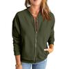 Fashionable Casual Jacket Women Solid Color Zipper Top Outerwear