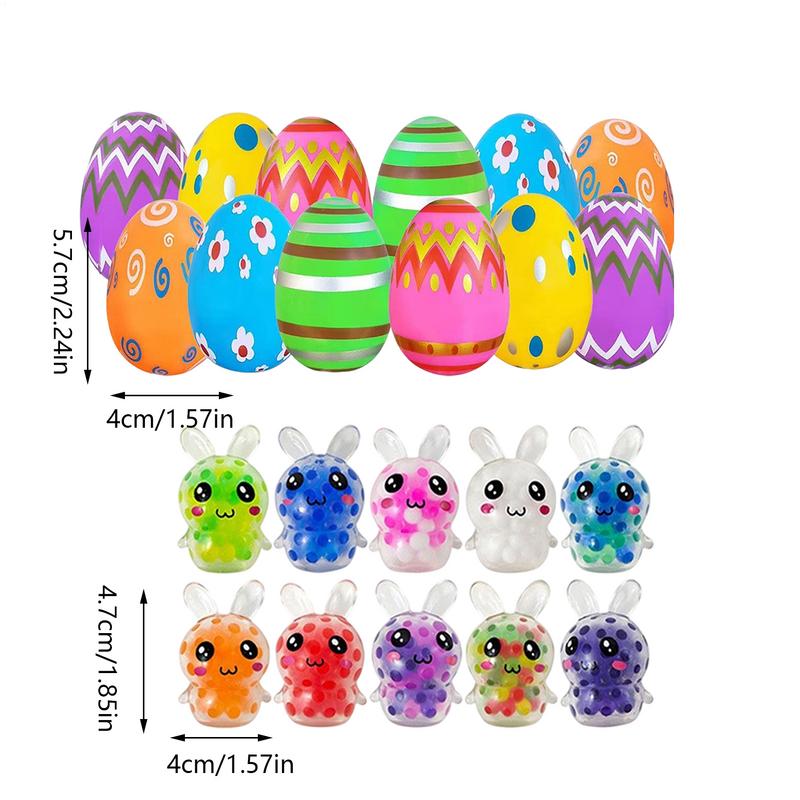 12pcs Easter Eggs With Bunny Squeeze Balls Easter Basket Eggs Decors With Squeeze Bunny Filled Eggs Toys Children Gifts