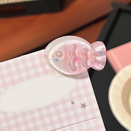 6Pcs Girl Hairpin Soft Macaron Color Clear Jelly Acrylic Fish Shape Stable No-Pull Bang Clips 3D Wavy Line Photogenic Hair Accessories