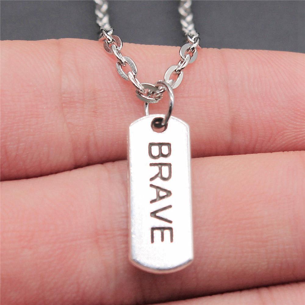 Strip Letter Initial Tags Pendant Antique Bronze Metal Men Collar Necklace New Arrival Gift