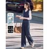 Women's Retro Denim Vest & Wide-Leg Pants Set