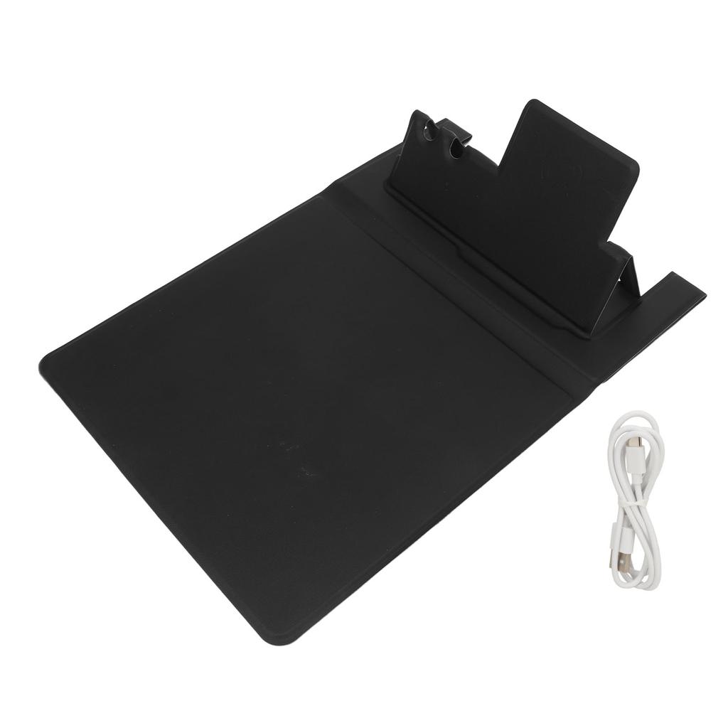 Wireless Charging Mouse Pad with Foldable Phone Holder USB Black Gaming Mouse Pad for PC Laptop Desk