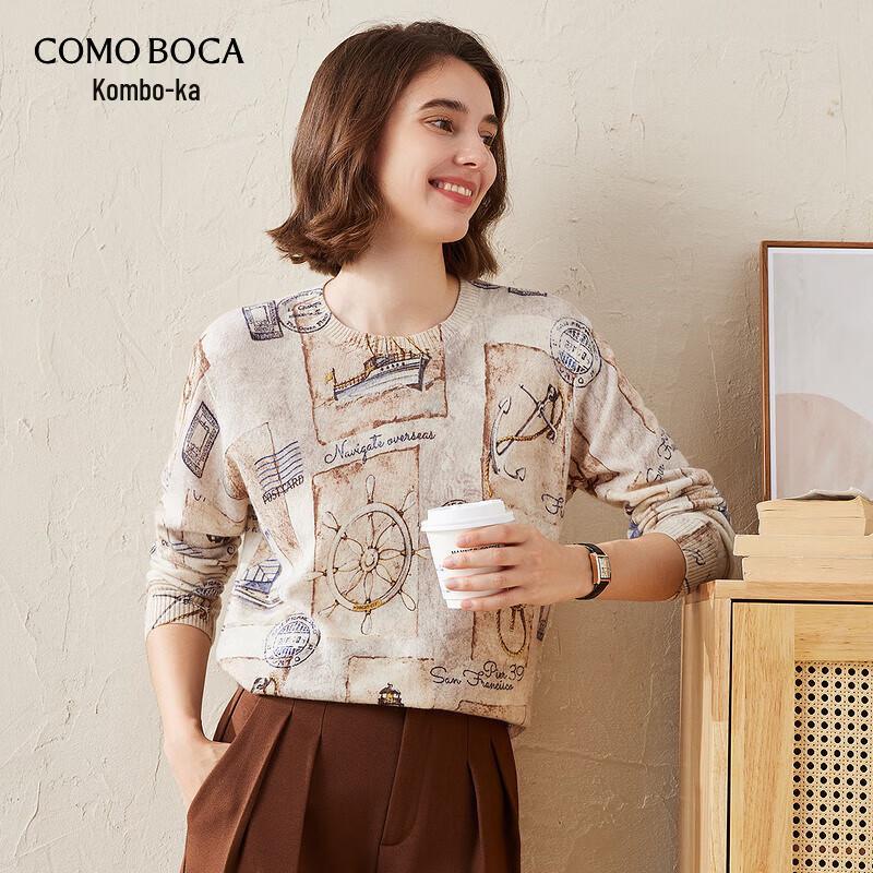 

Komomboka Women s Printed Pure Cashmere Round Neck Sweater XL