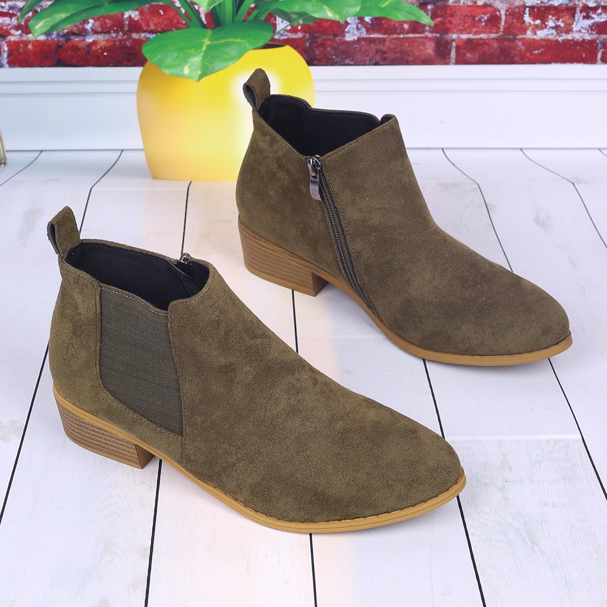 

Ботинки челси большого размера с квадратным каблуком и молнией, новые короткие остроносые женские сапоги на осень и зиму 2024 года 43