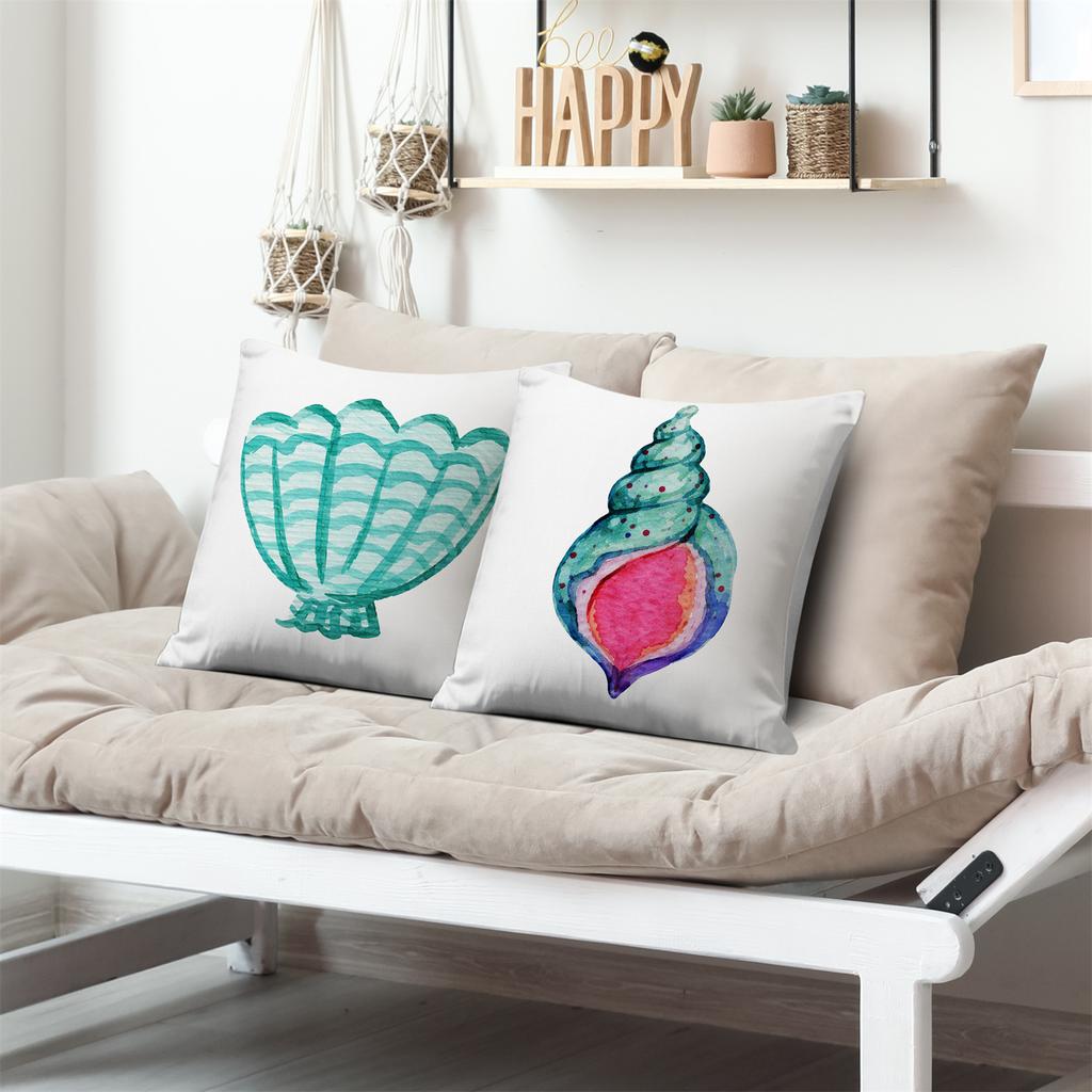 Watercolor Marine Elements Digital Printing Pillow Cover Short Plush Suitable Living Rooms Bedrooms Sofas Throw Cushion Cover