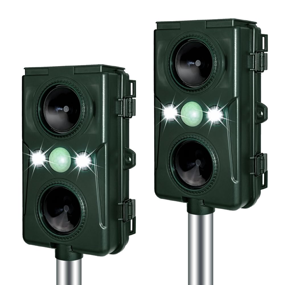 Besince Animal Repellent Set of Detection Bird and Pest Solar USB PIR IPX4 Pest Prevents Animal Cat Bird and Animal 5 Infrared Two Ultrasonic Outdoor
