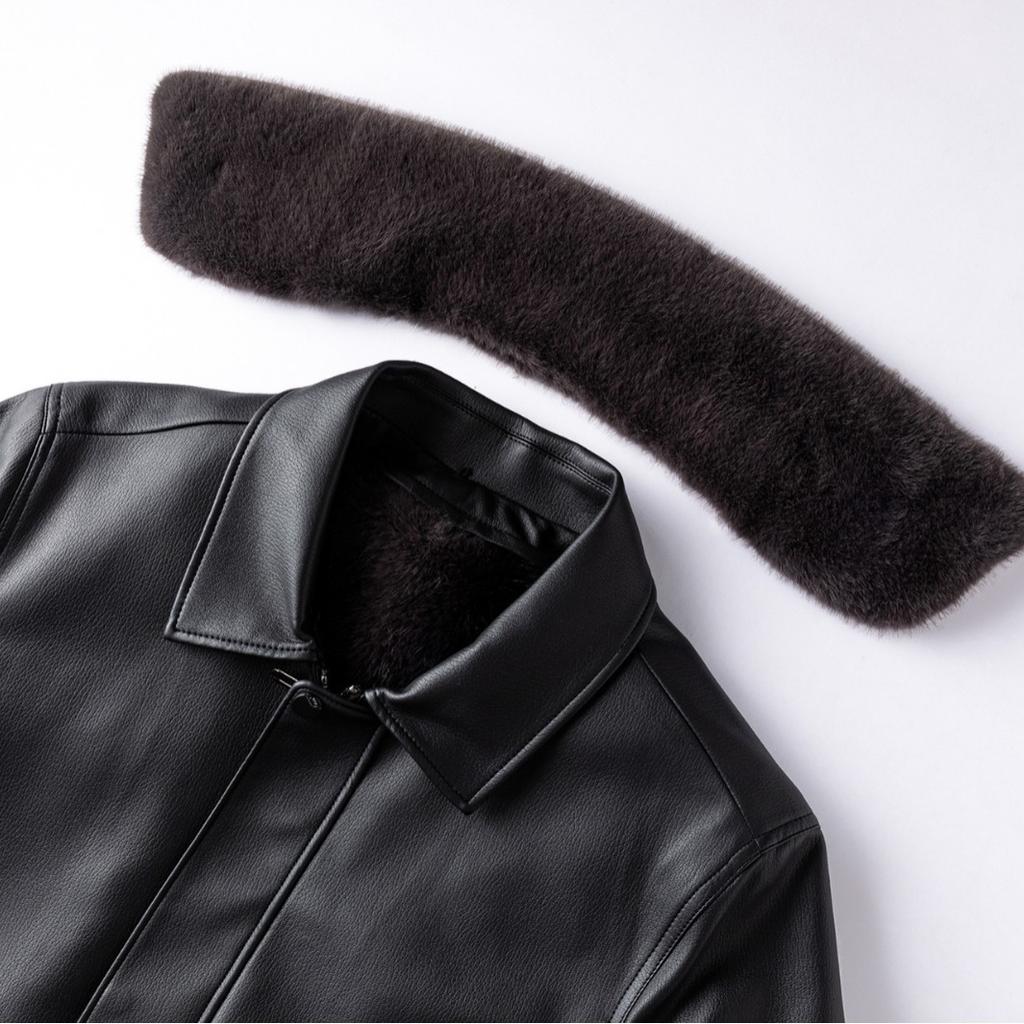 Winter Velvet Thickened Genuine Leather Jacket Men's Sheepskin Lapel Leather Jacket Leather Liner Detachable Middle-aged Jacket