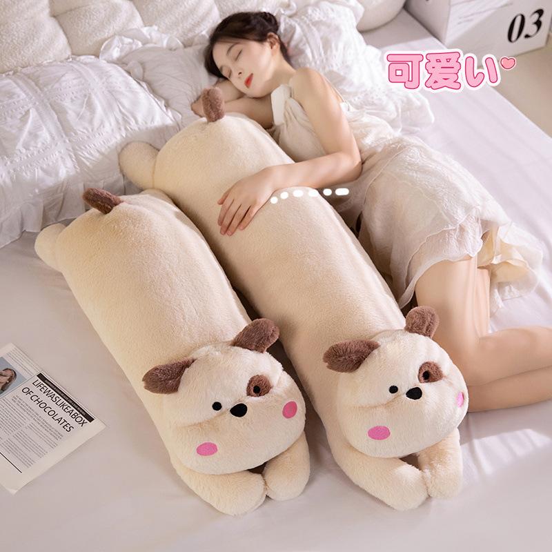 Three-Flower Cat Long Throw Pillow Cute Lying Down Dog Long Throw Pillow Doll Girl Bed Sleeping Doll Rabbit Long Pillow