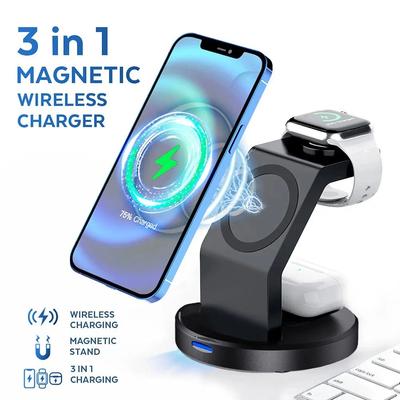 3-in-1 Kabelloser Magnetischer Ladeständer für MagSafe 15W Schnelllade-Dockingstation für Watch iPhone 15/14/13/12 pro max