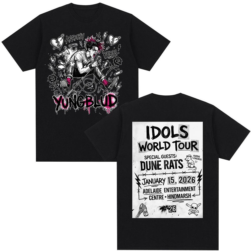 Singer Yungblud IDOLS World Tour 2026 Tshirts Fan Gifts Mens Clothing Fashion Short Sleeves Tshirt Cotton Summer T Shirt Tops
