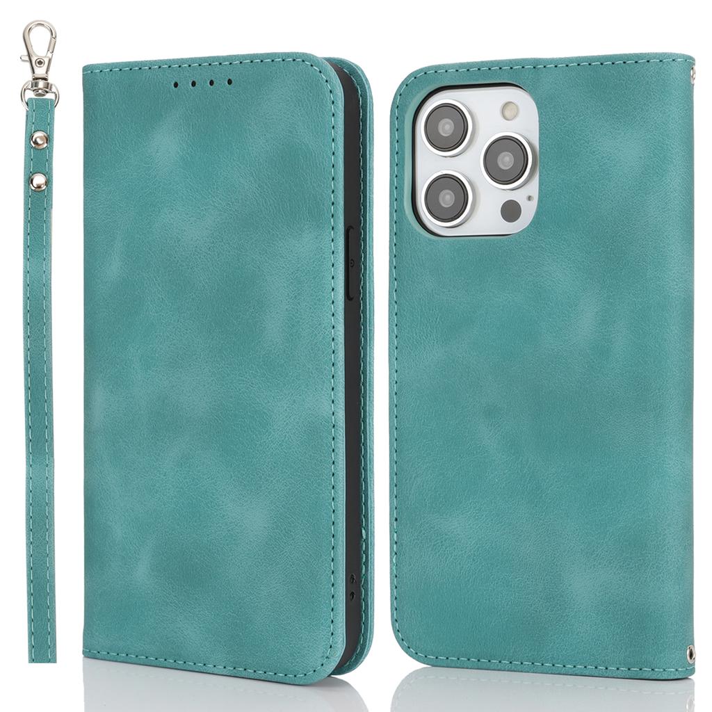 For iPhone 14 Pro Max Stand Case Magnetic Closure Skin Touch Leather Flip Phone Cover with Wallet