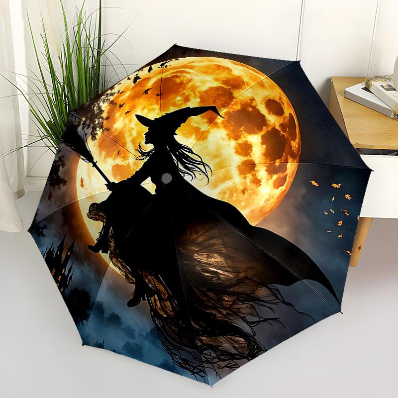 

1PC Moon Witch Automatic Folding Umbrella - Compact 8-Rib Design, Durable Plastic & Iron, Lightweight for Outdoor Daily Use, Festive Gift044