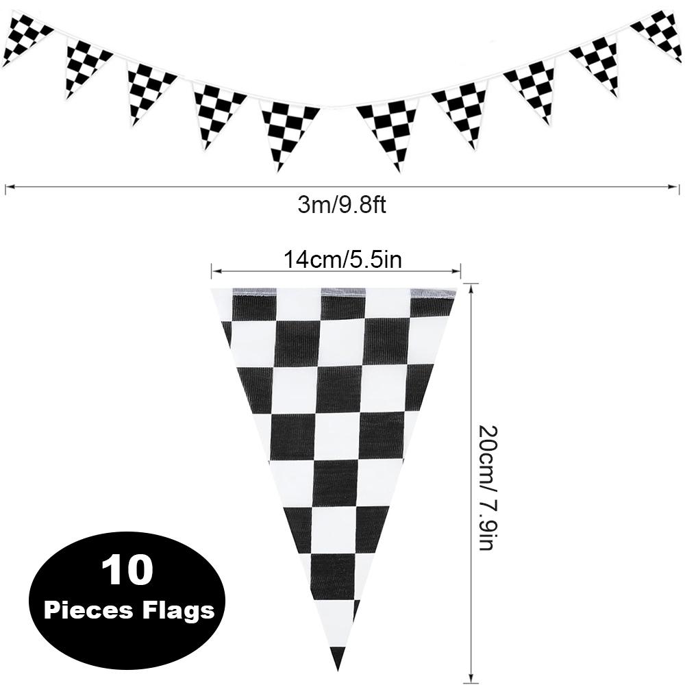 Hanging Flag Black and White Checkered Racing Pennant Banner for Nascar Theme Race Car Birthday Formula 1 Party Decoration Favor