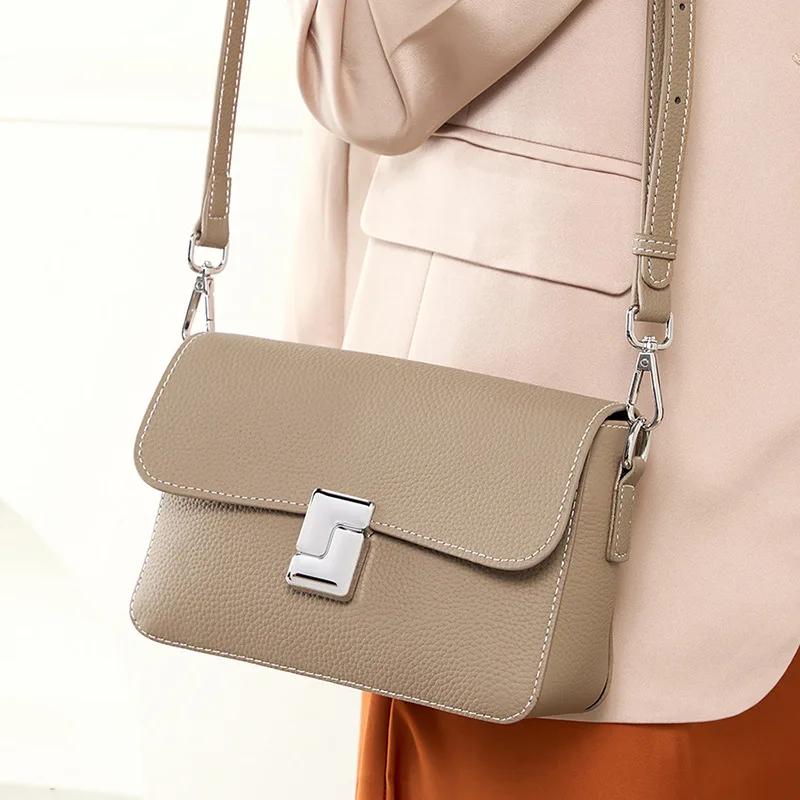 Women's Genuine Leather Shoulder Bags  Small Square Crossbody Bags  Luxury Women's Bags  Tofu